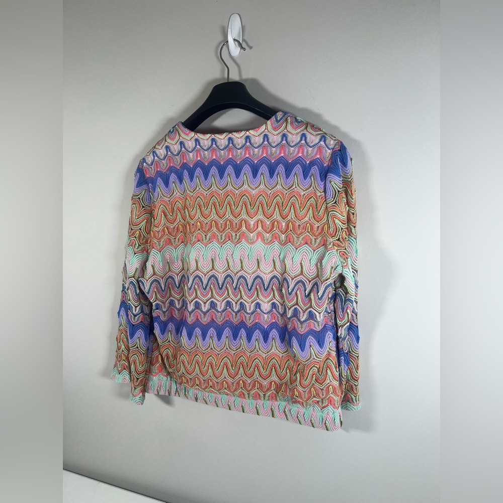 Boston Proper Color Surplice Flare Sleeve Boho Long Sleeve Blouse Size Large - Picture 6 of 8